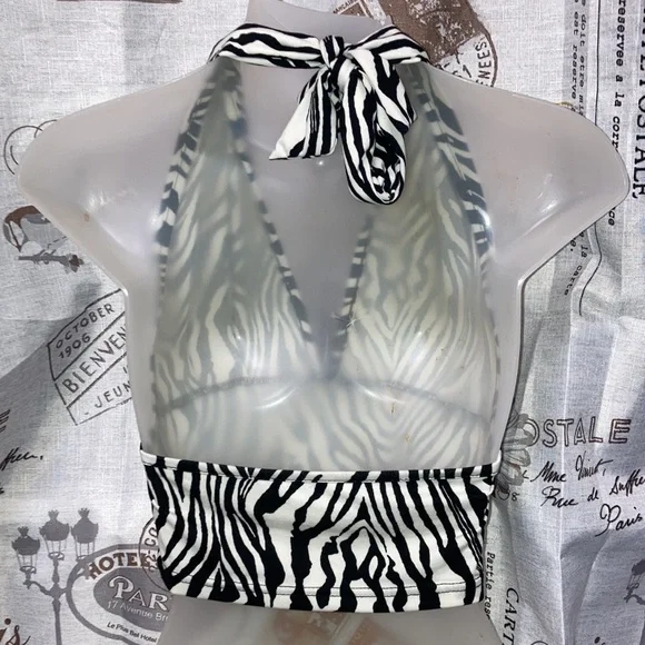 Zebra Print Halter Top - Picture 2 of 3